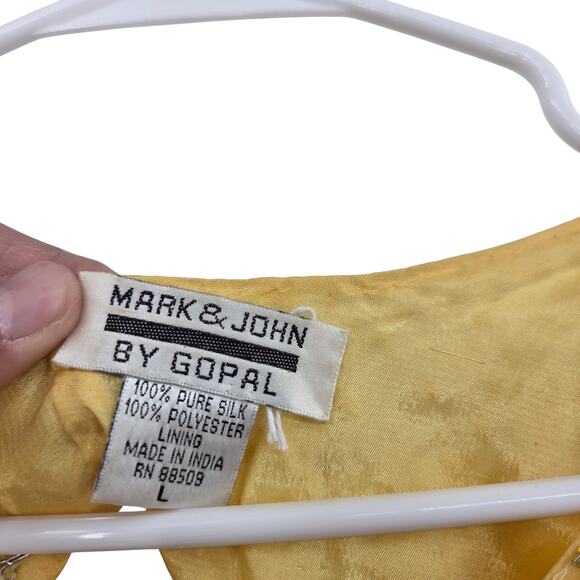 VTG MARK & JOHN BY GOPAL SILK BEADED FLAPPER CREW NECK SHORT SLEEVE MIDI DRESS - Picture 3 of 9